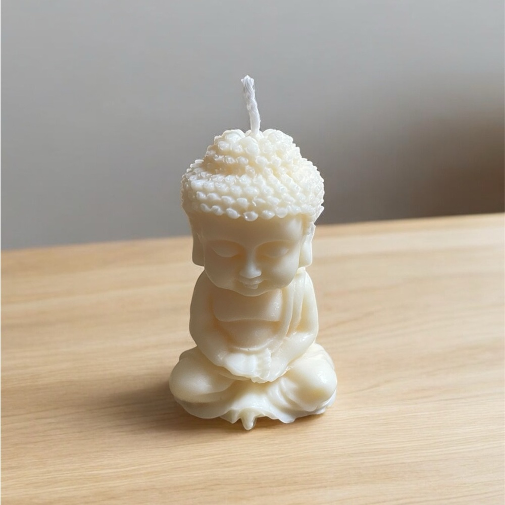 Premium 100% Natural Wax Buddha Candle - Unscented - Yoga - Meditation - Gift